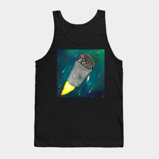 Raccoons And Rat In Trash Bin Launching Into Space Tank Top